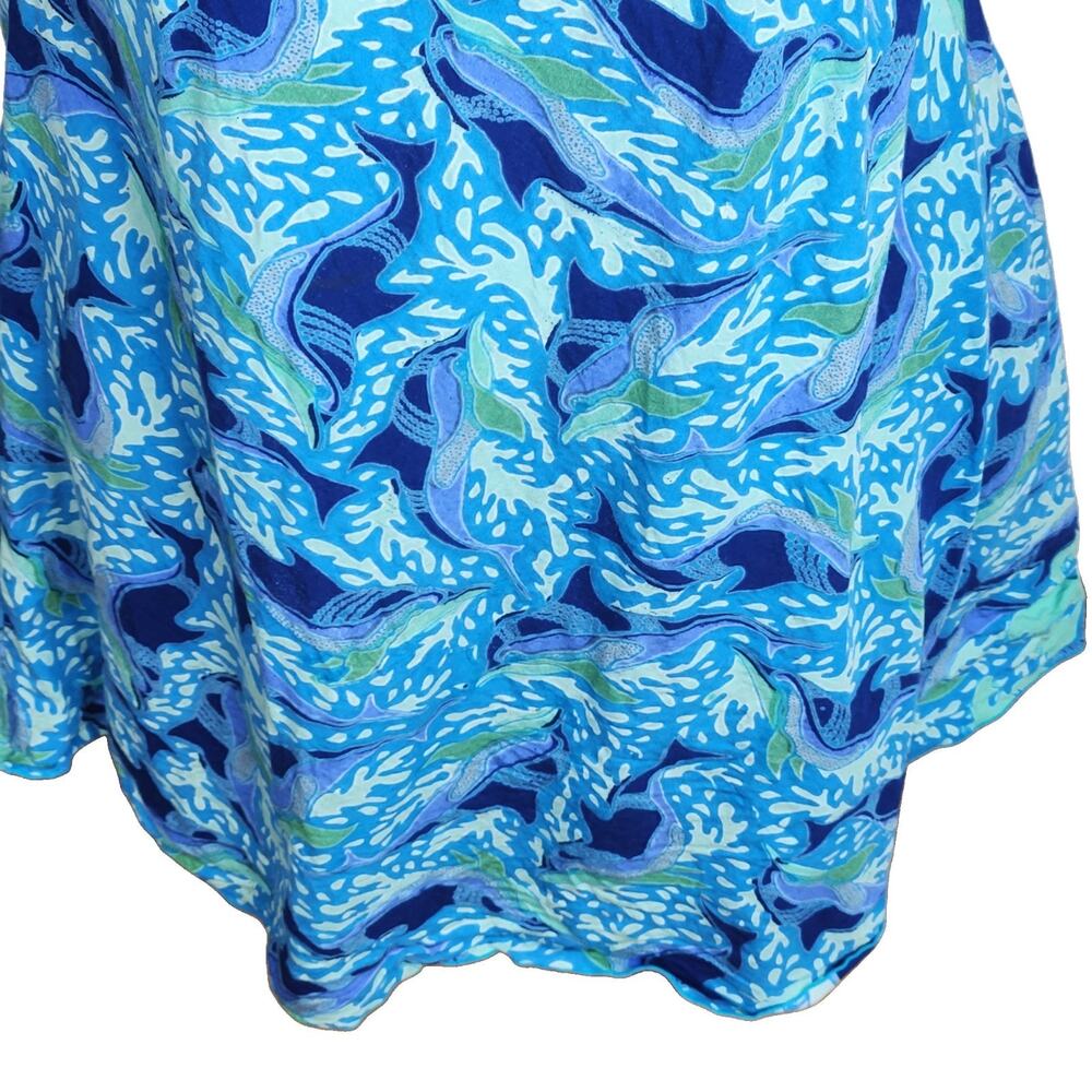 Rainbow Jo Hawaiian Short Sun Dress Womens Medium Dolphin Print Beachy Vacation - Picture 4 of 11
